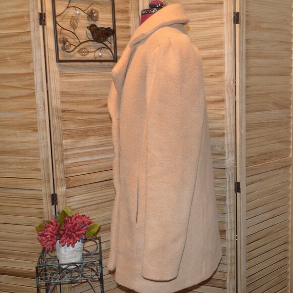 Dudley Stephens S Camel Conyers Double Breasted Sherpa Fleece Jacket - Picture 2 of 9